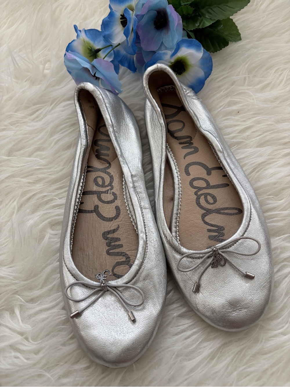 Sam Edelman Felicia Size 7 M Silver Leather Ballet Flats